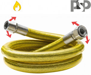 ARIES - Flexibilná nerezová hadica plyn SwM/F otočná koncovka/matica - Prevlečná matica s valcovým závitom ISO 228 G 1/2" a vonkajší závit (otočná koncovka) s kužeľovým závitom EN 10226 R ½” (ISO 7 R 1/2).